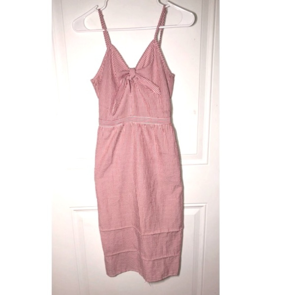 Love Notes Red and White Striped Midi Dress Small